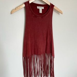 Red Fringe Crop Top
